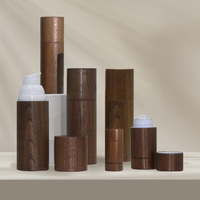 Flacon pompe sans air et flacon à bille en bois de noyer de luxe pour sérum de soin de la peau, huile essentielle, emballage cosmétique