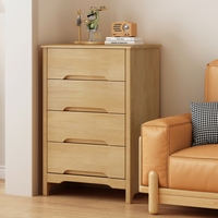 Commode Santafy de luxe moderne en bois massif de caoutchouc à 5 tiroirs, design minimaliste, pour chambre, hôpital, salon, rangement au sol