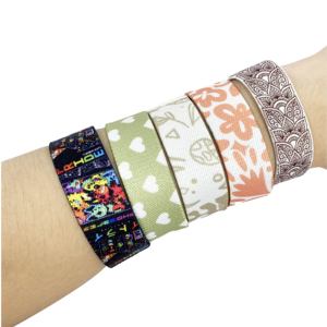 Bracelets élastiques en polyester imprimé extensible pour festivals, tissu pour activités - Product Image 5