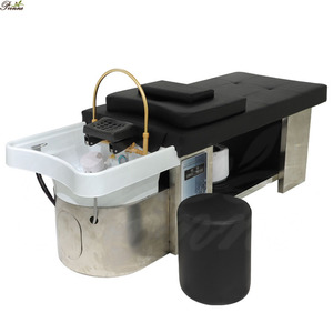 Table de beauté faciale haut de gamme avec cadre en acier inoxydable, lit de massage et de <span class=keywords><strong>shampoing</strong></span> pour spa capillaire avec bassin en céramique - Product Image 1