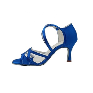 Scarpe da ballo professionali per ragazze su misura EVK733 tacco cubano <span class=keywords><strong>blu</strong></span> raso Suede Sole Soft Party Salsa scarpe da ballo latino per donna - Product Image 2