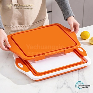 Folding Plastic <b>Storage</b> Container Orange <b>Collapsible</b> Food <b>Box</b> With Lid For Camping And Outdoor Use - Product Image 6