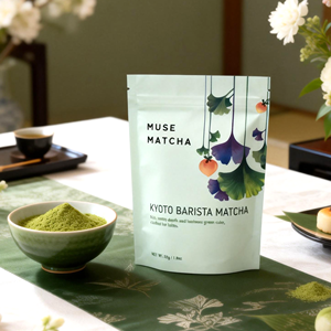 Sachet souple refermable personnalisé en plastique avec fermeture éclair, en aluminium et Mylar, pour poudre <span class=keywords><strong>de</strong></span> Matcha - Product Image 1