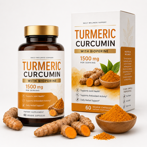 Cúrcuma <span class=keywords><strong>Natural</strong></span> con Curcumina 1500mg, Soporte Antioxidante con BioPerine para la <span class=keywords><strong>Salud</strong></span> de las Articulaciones, Cápsulas Veganas, Sin OMG, Marca Privada - Product Image 1