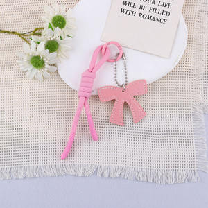 PU Leather Key Chain Exquisite Bowknot Design High Quality Stainless Steel <b>Keyring</b> New Fashionable Backpack Decoration - Product Image 4