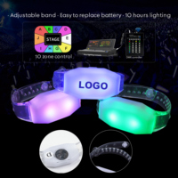 Fournisseurs de bracelets LED personnalisés, bracelet LED à commande à distance avec 2 LED lumineuses, bande réglable