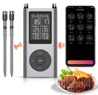 Thermomètre alimentaire numérique sans fil BT à 2 sondes, moniteur de température de cuisson, sonde de température pour barbecue, viande, cuisine