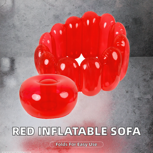 Canapé gonflable rouge transparent - Design style <span class=keywords><strong>Viya</strong></span> - Siège pliable - Idéal pour les loisirs en famille en plein air - Product Image 4