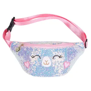 Hot selling cute patches sequins fanny pack for girls bum bag waist bag for kids