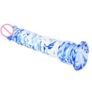 Neues Design Blaues und weißes Porzellan Flüssiges Silikon Realistischer riesiger <span class=keywords><strong>Dildo</strong></span> Penis mit Sauger für Frauen Vaginal G-Punkt Anal Spiel - Product Image 5