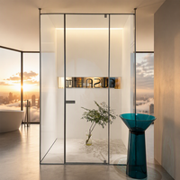 Porte de douche pivotante FUSA, paroi de douche encadrée carrée, cabine de douche en verre trempé de 10 mm, acier inoxydable 304, hôtel, appartement