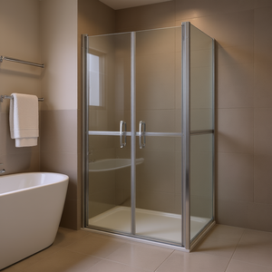 Puerta de Ducha Transparente de 28x74.8 Pulgadas con Marco Plateado y Bisagras, Vidrio Templado, Diseño Minimalista de Acero Inoxidable - Product Image 2