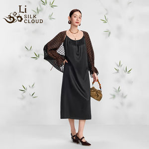 เดรสสลิปของผู้หญิงผ้าไหมแขนกุดไร้สาย100% ดิจิตอลยาวถึงพื้นทำด้วยมือเป็นมิตรต่อสิ่งแวดล้อมแนววินเทจ - Product Image 2