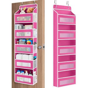 Organisateur de rangement à suspendre sur la porte, 5 étagères, rose bonbon, pour chambre, salle de bain, chambre d'enfant - Product Image 1