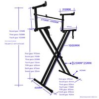 Custom Logo Double Tier X Style Keyboard Stand with Height Extension High Quality Musical Instrument Accessory