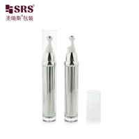 Flacon à pompe sans air en acrylique de 10 ml et 15 ml, couleur argent brillant personnalisée, pour crème pour les yeux