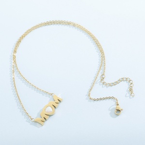 Collar Personalizado de Acero Inoxidable 316L para Mamá, con Piedra Natural en Forma de Corazón, Chapado en Oro, con Letra y Nombre - Product Image 4