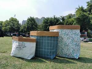 Bolsa de almacenamiento de papel Kraft lavable organizador plegable reutilizable marrón OEM - Product Image 3