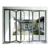 Puerta Plegable de Aluminio con Apertura en Esquina Sin Columnas, Vista Panorámica, Diseño Arquitectónico para Bar en Azotea de Hotel de Lujo, Proyecto de Exhibición