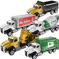 Set Mainan Kendaraan Rekayasa Logam Truk Pemadam Kebakaran Excavator Model Mobil Alloy Skala 1:1500 Fungsi Tarik Mundur Hadiah Sempurna untuk