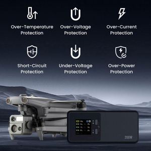 เครื่องชาร์จแบตเตอรี่แบบหลายหัว รุ่น Robotics 4T Multi-Charger 200W Series 3-in-1 พร้อมหน้าจอ 1.5 นิ้ว รองรับ 5C-40C อุปกรณ์เสริมสำหรับโดรน - Product Image 5