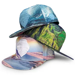 新夏威夷升华印花回弹帽帽子便宜价格定制您的3D刺绣标志6面板男士印花回弹帽
