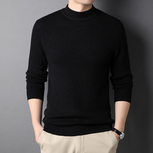 Pulls pour hommes Pull en tricot uni à col rond Vêtements d'hiver de qualité Vêtements chauds pour hommes à manches longues Pulls pour hommes - Product Image 5