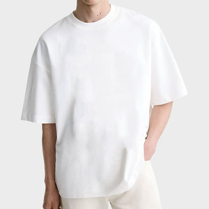 เสื้อยืดลำลองผู้ชายไซส์ใหญ่สำหรับฤดูร้อน คุณภาพสูง ทรงหลวมไหล่ตก ผ้าฝ้าย 100% เสื้อยืดโอเวอร์ไซส์เรียบง่าย - Product Image 1