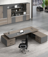 Bureaux de direction en bois en forme de L Bureau de PDG moderne Patron Table de bureau luxueuse