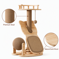 Arbre à chat en sisal tout-en-un : griffoir, lit et jouets rotatifs, durable, sans peluches, gain de place, style mignon, pour usage domestique