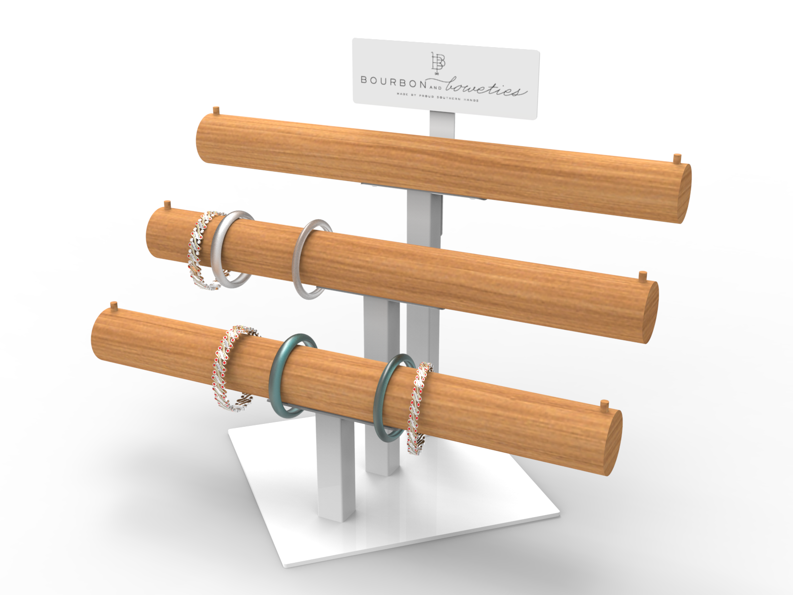 Wood Foldable for Hand Chain Display Stand with Ladder Shelf and Base for Retail Store — view 3