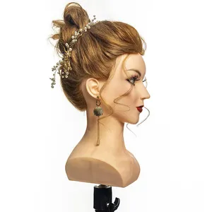 J03 Female Hair Training Doll Head 100% Human Hair Mannequins Training Heads For Dyeing Dleached