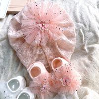 Conjunto de Gorro y Calcetines para Bebé, Diseño Floral con Protección de Fontanela, Transpirable y Ecológico, para Niñas Recién Nacidas