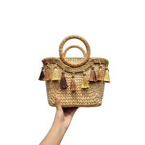 High Quality Light Brown Classic Water Hyacinth Bamboo Woven Storage <b>Rattan</b> Directly Vietnam Holiday Decorations Wicker <b>Crafts</b> - Product Image 5