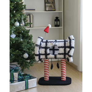 YOUME Arbre à chat zèbre multi-niveaux en bois, élégant et festif, structure interactive en contreplaqué, certifié ISO et BSCI - Product Image 6