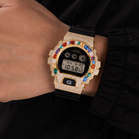 Boîtier de montre en laiton serti de moissanite, compatible avec les Casio G-Shock DW6900, bijoux de luxe hip-hop en gros