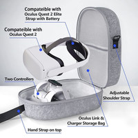 Étui de transport rigide Compatible avec Oculus Quest 2 avec bandoulière réglable rangement de voyage EVA coque dure antichoc gris