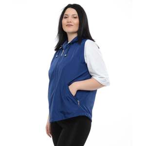 เสื้อกั๊กมีฮู้ดบุขนแกะสีน้ำเงินเข้ม ยี่ห้อเวเทร ไซส์พลัสสำหรับผู้หญิง ขนาด 75 ซม. ไซส์ 36-60 กันน้ำ เสื้อคลุมแฟชั่นเรียบร้อย - Product Image 2