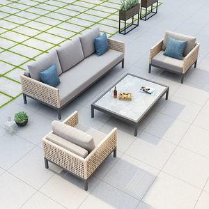 Ensemble de canapés en rotin moderne modulaire de luxe en <span class=keywords><strong>4</strong></span> pièces, pour cour, jardin, tout temps, en aluminium, meubles de salon d'extérieur - Product Image 2