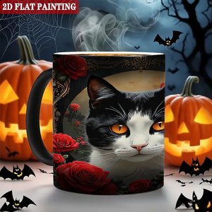 Heat Activated Magic Mug 11oz <b>Ceramic</b> Frosted Black Thanksgiving Day Gift <b>Cup</b> - Product Image 6