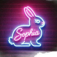 Luz Decorativa LED de Conejo de Neón Personalizable, Acrílico PVC IP67, Blanco Cálido, 50000 Horas de Duración, para Niños