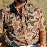 Personnalisé 93% Nylon 7% Spandex Extérieur Doux Léger Camouflage Imprimé Upf50 + Performance À Manches Courtes Chemises De Chasse pour Hommes
