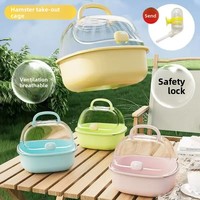 Cage de transport pour hamster en plastique, sûre, portable, grand espace, transparente, panoramique, pour usage intérieur, style dessin animé, boîte pour animaux de compagnie, vente en gros