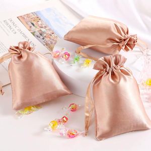 High Quality Baby Shower Valentine's Day Business Smooth Satin Rose Gold Mini Jewlery <b>Drawstring</b> Bag - Product Image 5