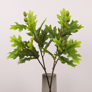 Artificial Oak Leaves Acorns PVC Plastic High Quality Photography Props <b>for</b> Wedding <b>Decorations</b> 66.5cm Green Two Forked <b>Twigs</b> - Product Image 3