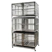 Cage Moderne pour Animaux de Compagnie en Acier Inoxydable, Moyenne/Grande, 6 Portes, Sécurisée, Écologique, Capacité 50 lb, avec Plateau en Plastique, Utilisation Polyvalente