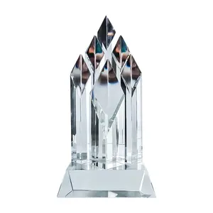 2023 Hot Selling Hight Quality Assemble big crystal trophy with round black base for award presentation