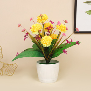 Juego de Flores Artificiales de Hortensia de Yiwu Datuo, 30x32 cm, Rojo Brillante, Rosa, Amarillo, Planta en Maceta de Plástico, Decoración para Sala de Estar - Product Image 3