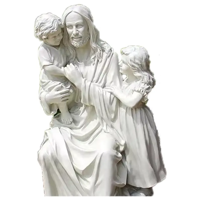 शेंगये यूरोपीय चर्च शैली यीशु की मूर्ति यीशु को छोटे बच्चों के आउटडोर गार्डन सजावट मूर्तिकला पसंद है