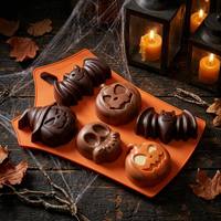 Moule en silicone à 6 cavités pour Halloween, formes 3D fantôme, chauve-souris, citrouille pour la cuisson, le chocolat et la cire fondue